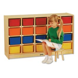 Tray Mobile Cubbie, 48w x 15d x 29.5h, Birch/Assorted