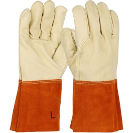 Ironcat® Top Grain Cowhide Leather Mig Tig Welder's Glove with Kevlar Stitching - Split Leather Gauntlet Cuff, Red, L 6000/L