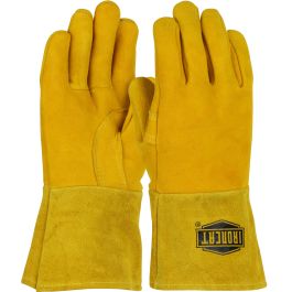Ironcat® Premium Split Deerskin Leather Mig Glove with Cotton Foam Liner and Kevlar® Stitching, Gold, L 6030/L