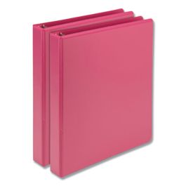 Earth's Choice Plant-Based Durable Fashion View Binder, 3 Rings, 1" Capacity, 11 x 8.5, Berry, 2/Pack