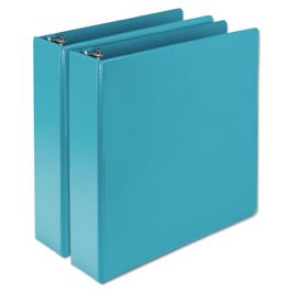 Earth's Choice Plant-Based Durable Fashion View Binder, 3 Rings, 2" Capacity, 11 x 8.5, Turquoise, 2/Pack
