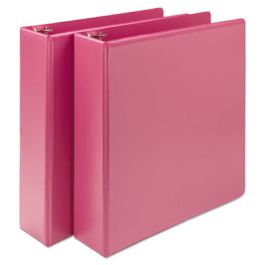 Earth's Choice Plant-Based Durable Fashion View Binder, 3 Rings, 2" Capacity, 11 x 8.5, Berry, 2/Pack