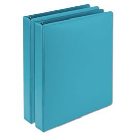 Earth's Choice Plant-Based Durable Fashion View Binder, 3 Rings, 1" Capacity, 11 x 8.5, Turquoise, 2/Pack