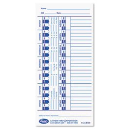 Time Clock Cards for Lathem Time E Series, One Side, 4 x 9, 100/Pack