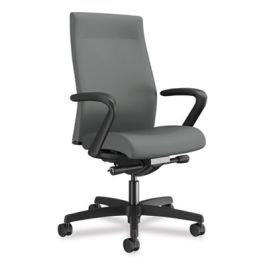 Ignition 2.0 Fabric Upholstered Mid-Back Task Chair with Fixed Arms, 17" to 22" Seat Height, Frost Seat/Back, Black Base