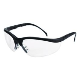 Klondike Safety Glasses, Matte Black Frame, Clear Lens, 12/Box