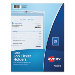 Heavyweight Clear Job Ticket Holder, Top Load 9 x 12 Insert, Clear Front, 10/Pack