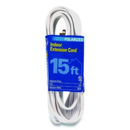 Indoor Extension Cord, 15 ft, 13 A, White