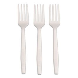 CPLA Cutlery, Heavyweight Fork, Plastic, White, 1,000/Carton