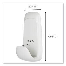 Decorative Hooks, Timeless, Jumbo, Plastic, Quartz, 7.5 lb Capacity, 1 Hook and 2 Strips/Pack