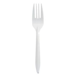 Individually Wrapped Mediumweight Cutlery, Fork, Plastic, White, 1,000/Carton