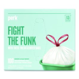 Scented Drawstring Tall Kitchen Trash Bags, 13 gal, Fresh Scent, 28" x 24", White, 100/Box