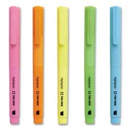 Pen Style Chisel Tip Highlighter, Assorted Ink Colors, Chisel Tip, Assorted Barrel Colors, 5/Pack
