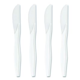 Mediumweight Plastic Cutlery, Knife, Plastic, White, 1,000/Pack
