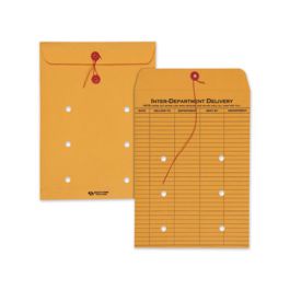Brown Kraft String/Button Interoffice Envelope, #90, One-Sided Five-Column Format, 31-Entries, 9 x 12, Brown Kraft, 100/CT