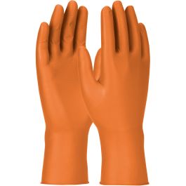 Extended Use Ambidextrous Nitrile Glove with Textured Fish Scale Grip - 7 Mil, Orange, L 67-307/L