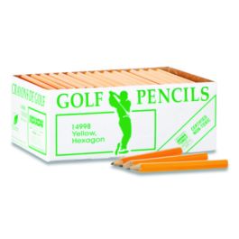 Golf Wooden Pencils, 2.2 mm, HB (#2), Black Lead, Yellow Barrel, 144/Box