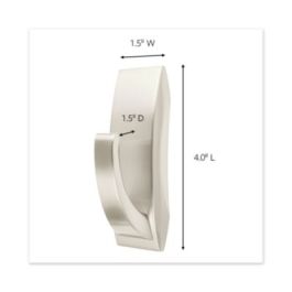 Bath Hook, Large, Metal, Satin Nickel, 5 lb Capacity, 1 Hook and 2 Strips