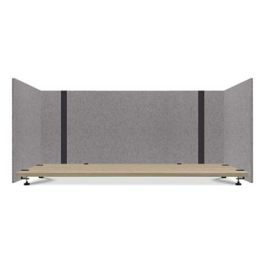 Adjustable Desk Screen with Returns, 48 to 78 x 29 x 26.5, Polyester, Gray