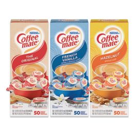 Liquid Coffee Creamer, Assorted Flavors, 0.38 oz Mini Cups, 150/Carton