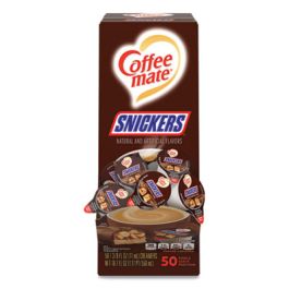 Liquid Coffee Creamer, Snickers, 0.38 oz Mini Cups, 50/Box