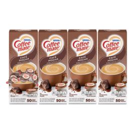 Liquid Coffee Creamer, Cafe Mocha, 0.38 oz Mini Cups, 50/Box, 4 Boxes/Carton