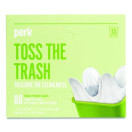 Tab-Tie Tall Kitchen Trash Bags, Tie-Flap, 13 gal, 28" x 24", White, 80/Box