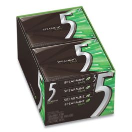 5 Gum, Spearmint Rain, 15 Sticks/Pack, 10 Packs/Box