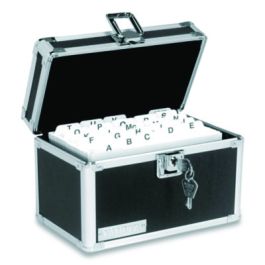 Locking Index Card File, Holds 550 5 x 8 Cards, 8.75 x 5.5 x 5.75, Black