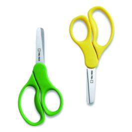 Kids' Blunt Tip Stainless Steel Safety Scissors, 5" Long, 2.05" Cut Length, Straight Assorted Color Handles, 2/Pack