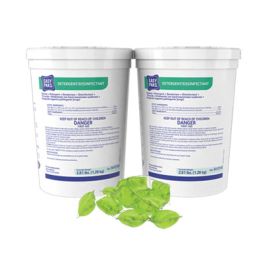 Detergent/Disinfectant, Lemon Scent, 0.5 oz Packet, 90/Tub, 2 Tubs/Carton