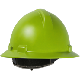 Full Brim Hard Hat with Polycarbonate / ABS Shell, 4-Point Textile Suspension and Wheel Ratchet Adjustment, Lime, OS 280-HP1041R-45
