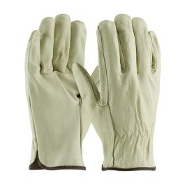 Industry Grade Top Grain Pigskin Leather Drivers Glove - Straight Thumb, Natural, L