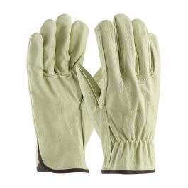 Economy Grade Top Grain Pigskin Leather Drivers Glove - Straight Thumb, Natural, L