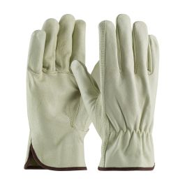 Economy Grade Top Grain Pigskin Leather Drivers Glove - Keystone Thumb, Natural, L