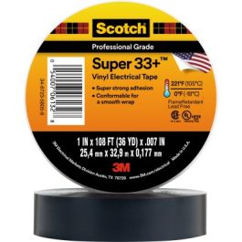 Scotch® Super 33+ Vinyl Electrical Tape, 1 in x 36 yd, Black, 48 rolls/Case