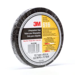 3M™ Lithographers Tape 616, Ruby Red, 1/2 in x 72 yd, 2.4 mil, 72 Roll/Case, Individually Wrapped Conveniently Packaged