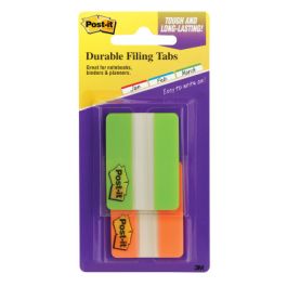 Post-it® Durable Tabs 686-2GO, 2 in. x 1.5 in. Fluorescent Green, Orange 22 sht/pd 2pd/pk 24pd/cs