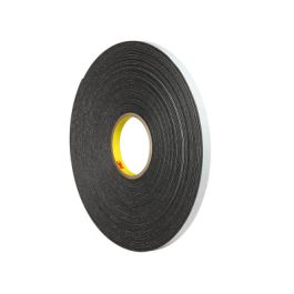 3M™ Double Coated Polyethylene Foam Tape 4466, Black, 3/4 in x 36 yd, 62 mil, 12 Roll/Case
