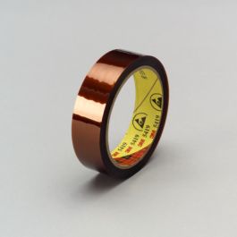 3MT Low-Static Polyimide Film Tape 5419 Gold, 2.7 Mil, 1 In x 36 Yd, Paper Core, 9 Rolls/Case, Boxed