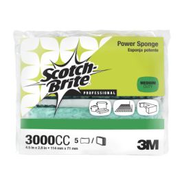 Scotch-Brite™ Power Sponge 3000CC, 2.8 in x 4.5 in x 0.6 in, 5/Pack, 12 Pack/Case