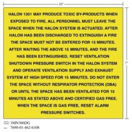3M™ Diamond Grade™ Fire Fighting Sign 3MN306DG, "HALON…SWITCHES", 10 in x 7 in, 10/Package
