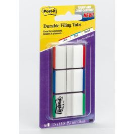 Post-it® Durable Tabs 686L-GBR, 1 in. x 1.5 in. Green, Blue, Red 22 Tabs Pad