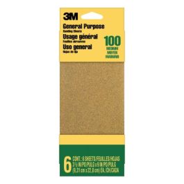 3M™ General Purpose Sanding Sheets 9016NA-CC, 3 2/3 in x 9 in, Medium grit, 6/pk, 20 pks/cs