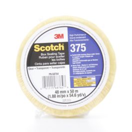 Scotch® Box Sealing Tape 375, Clear, 48 mm x 50 m, 36/Case, Individually Wrapped Conveniently Packaged