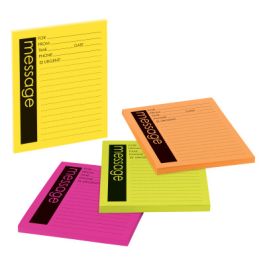 Post-it® Printed Notes 7679-4-SS, 4 in x 5 in, Assorted Bright Colors, Lined, 4 Pads/Pack