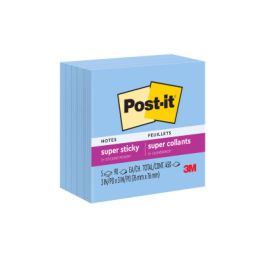 Post-it® Super Sticky Notes 654-5SSBW, 3 in x 3 in (76 mm x 76 mm), Mediterranean Blue