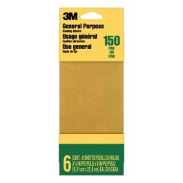 3M™ General Purpose Sanding Sheets 9015NA-CC, 3 2/3 in x 9 in, Fine grit, 6/pk, 20 pks/cs