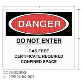 3M™ Diamond Grade™ Safety Sign 3MN203DG, "DANGER…SPACE", 6 in x 5 in, 10/Package