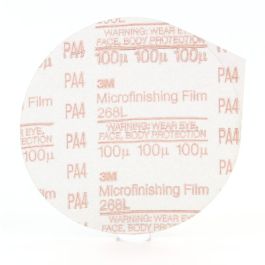 3M™ Microfinishing PSA Film Disc 268L, 100 Mic 3MIL, Type D, 5 in x NH, Die 500X, 25/Pac, 500 ea/Case